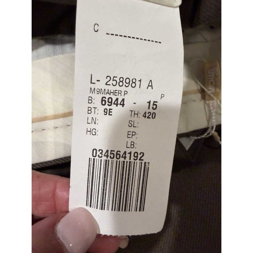 NWT Michael Kors 34x31 Brown Flat Front Straight Stretch Men's Dress Pants - Picture 6 of 7